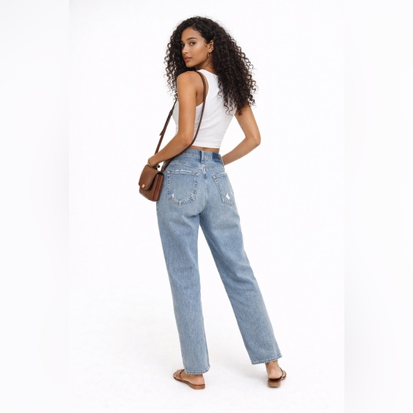 Abercrombie & Fitch 90s Straight Jeans Distressed High Rise Sz 29 / 8R - Picture 2 of 5